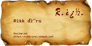 Rikk Örs névjegykártya